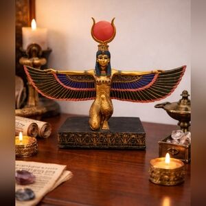 Vintage Summit Collection Egyptian Goddess Isis Figurine Winged Statue Open Wing